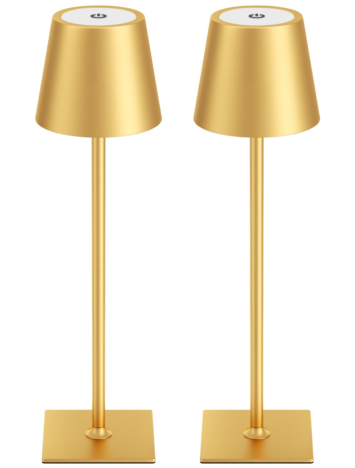 Kakanuo Gold Cordless Rechargeable Table Lamp 5000mAh Battery Operated Lamps, 3 Colors Stepless Dimming Touch Lamp for Living Room, Kitchen Counter, Dining, Outdoor Patio, 2 Pack