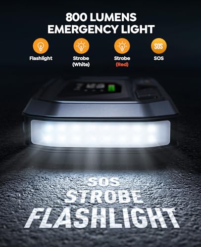 Image of YaberAuto 12-in-1 Jump Starter with Air Compressor 8000A 160PSI 65W Charging, Portable Car Battery Jump Starter (All Gas /14L Diesel) Jump Box Car Battery Jumper Starter Portable Jumper Cables, 160W DC