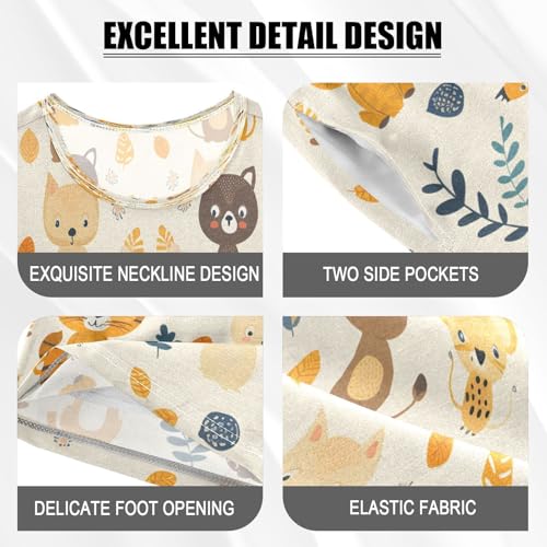 senya Short Sleeve Pajamas Sets Summer Cotton Sleepwear Cute Animals Blue Leaves4