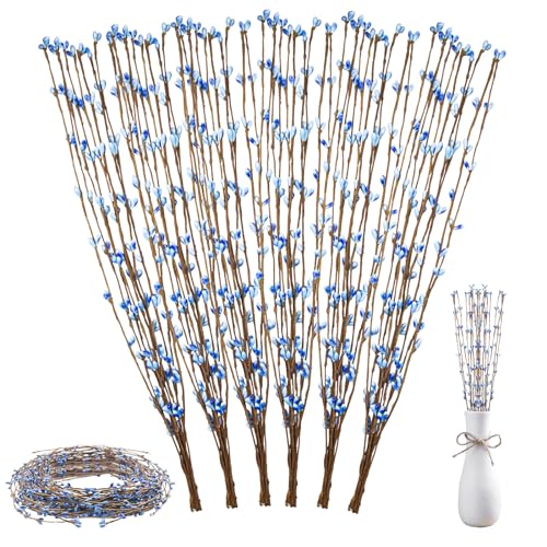 ELANE 60 Pcs Pip Berry Garland, Blue, 65.6 Feet, Irregular Shape, Artificial, Home, Holiday