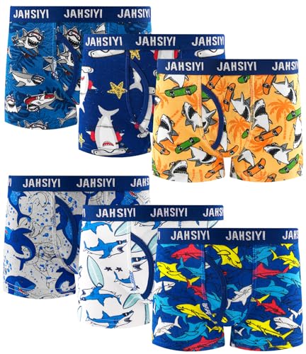 JAHSIYI Boys Underwear Toddler 100% Organic Cotton Boxer Briefs Little Kids Shark Boxers Childrens Megalodon Underpants Size 5T Age 5 Years Old Undies Small Clothes