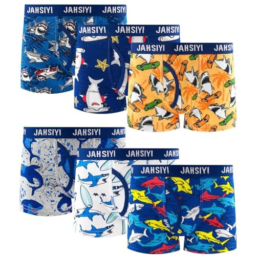 100% Cotton Boys Soft Boxer Briefs Size 18M-12Yr Tagless Underwear 6-Pack 2T Multi-shark-a24