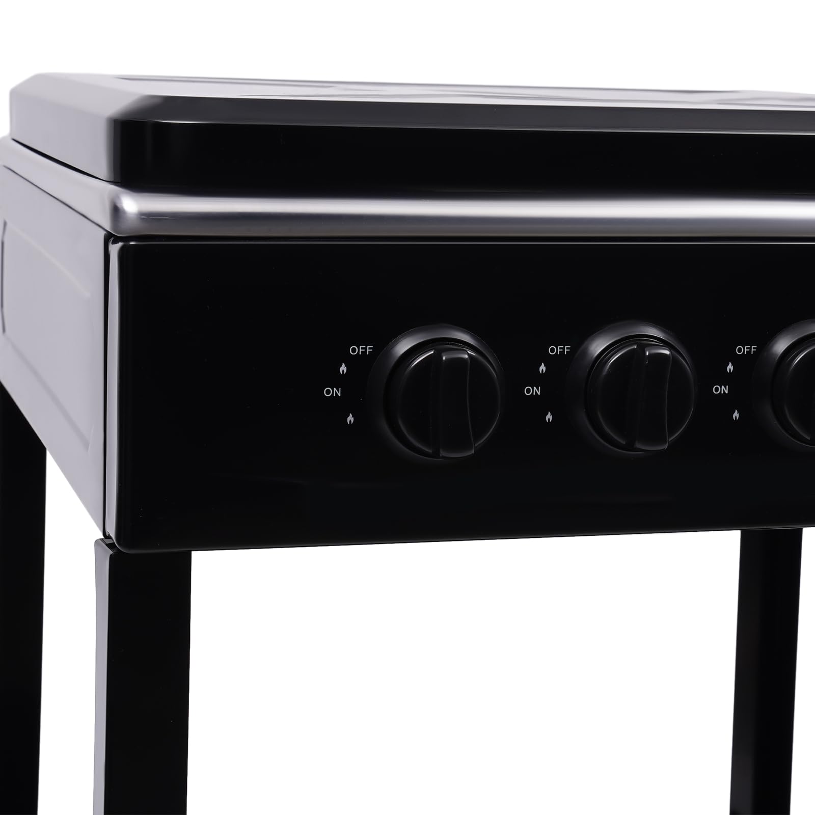 Cuisinière à gaz 4 flammes extérieur acier inoxydable portable noir avec couvercle