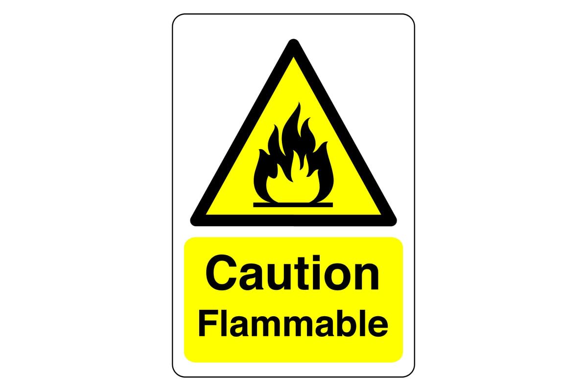 Safety First Display LTD Caution flammable sign - High tack self ...