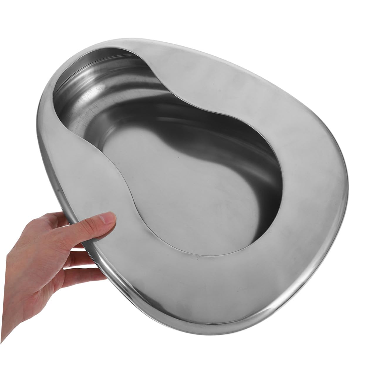 Padella per Paziente Allettato 2 Pezzi in Acciaio Inox | Argento, Portatile e Facile da Pulire, Uso Notturno e Reparti Ospedalieri