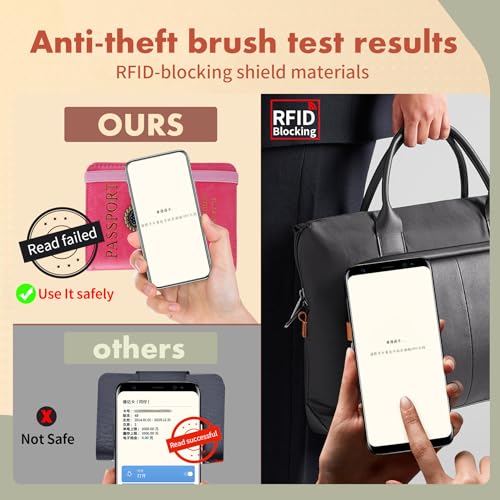 Image of Passport Holder Cover Travel Wallet RFID Blocking Passport Wallets Family Organization Personalized Wallet Case for Men and Women Travel Must Haves (Pink)