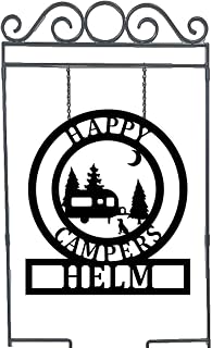 PK Décor Custom Happy Camper Decor, Personalized Camper Sign Gift for Campers, Campsite Garden Flag for Travel Trailer, RV, Motorhome, Pop Up, Welcome to Our Campsite Sign