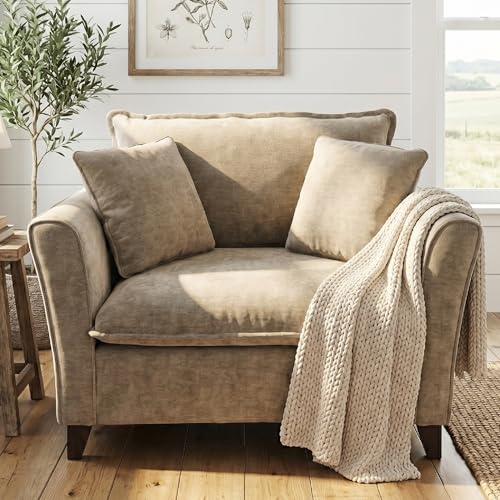 Merax 46.9 Inch Chenille Armchair, Luxury Oversized Accent Arm Chair with 2 Pillows, Modern Single...