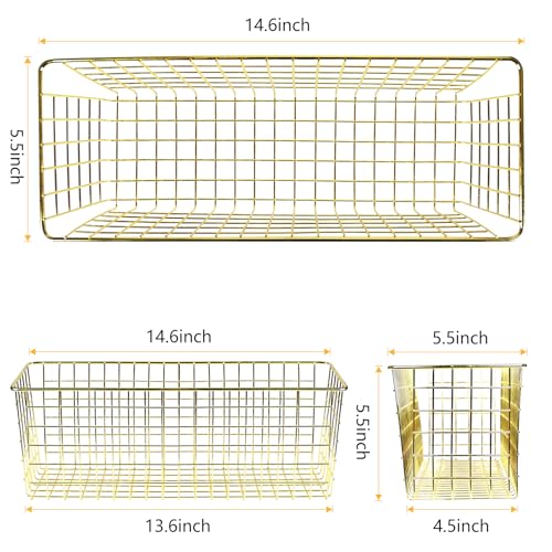 Cestas de alambre de metal dorado extragrandes para almacenamiento de aperitivos en pared 3
