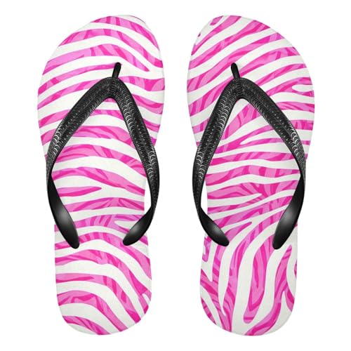 Pink White Zebra Stripes Flip Flop Beach Summer Casual Sandal for Women & Men Shower Shoes 20861965