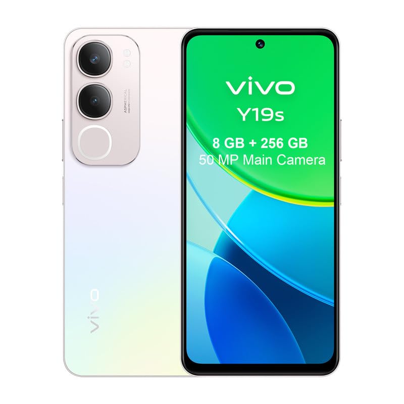 VIVO Y19s，Smartphone 8 GB RAM + 256 GB ROM, Cámara Principal de 50 MP, Batería de 5150 mAh, Luz dinámica, Pantalla superbrillante 6,68”, IP64, Teléfono móvil 4G, Dual SIM, Android 14, Plateado