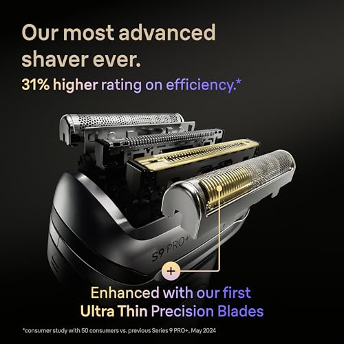 Image of Braun Series 9 PRO+ Electric Shaver for Men, Wet & Dry Foil Razor, 6-in-1 SmartCare Center, Built-in Precision ProTrimmer, Replacement Head, Travel Case, Black 9660CCPS
