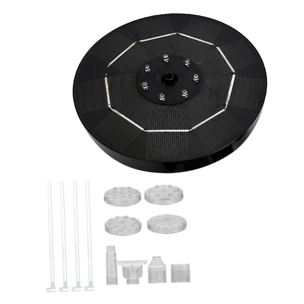 Pompa Fontana Solare 3, 5w LED Colorati per Vasca Uccelli | Nero, Plastico e Pannello Solare, Batteria Ricaricabile 1800mah, Getto Massimo 60cm