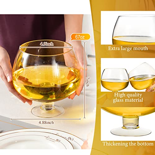2 Pieces 2000 Ml Huge Brandy Glass 67.6 Oz Oversized Brandy Cognac Snifter Glasses Dishwasher Safe Fish Bowls For Drinks Large Capacity Bar Wine Surprised Drinkware For Party Restaurants Wedding Home #TOP1