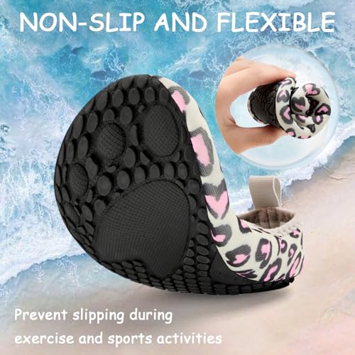 Image of ANLUKE Kids Boys Girls Water Shoes Barefoot Aqua Socks Fast Dry Beach Swim Outdoor Sports Shoes for Toddler LeopardPrint 32 /33