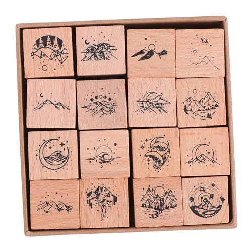SOLUSTRE 16 piezas Sellos Sellos de Madera para Scrapbook con Diseños Creativos para Manualidades Portátiles y Duraderos para Álbumes y Cuadernos