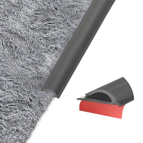 Flexible Carpet Edge Trim –Self-Adhesive Waterproof Cuttable Safety Edging for Thick Rugs &Mats, Peel & Stick Floor Transition Strip, For High-Traffic Areas (Fits Thick Carpets Up to 15mm,Black-3.3Ft)