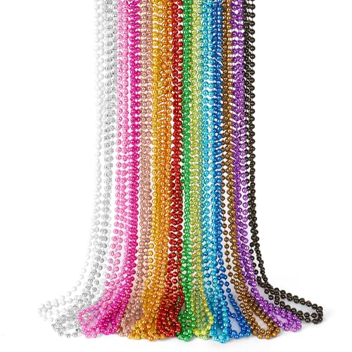 EOBOH 15PCS Mardi Gras Beads, Metallic 15 Kinds Beads Necklace Party Favors, 33