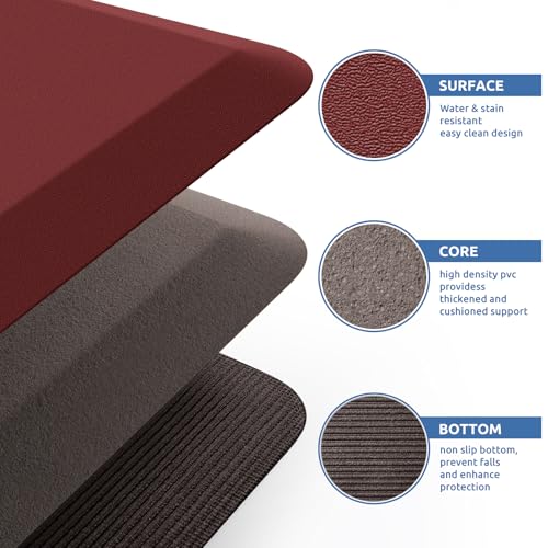 Image of 0.8 inch Thick Kitchen Mat Cushioned Anti Fatigue Rug Comfort Floor Mats | Water-Resistant, Non-Slip, Easy to Clean Comfort Floor Mat for Kitchen, Sink & Office, Multiple Colors & Sizes, 39 inch x 20 inch