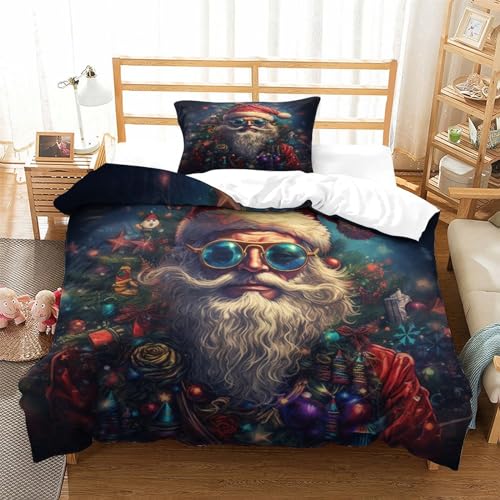 Housse de couette 135x200 avec fermeture éclair microfibre lit simple Noël
