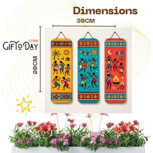 Image of Wooden Hanging Wall Decor Sign for Home | Motivational, Spiritual, Garden & Quote Wall Hanging Plaque for Living Room, Bedroom, Entryway & Office Decor (Tribal Folk Art Wall Hanging)
