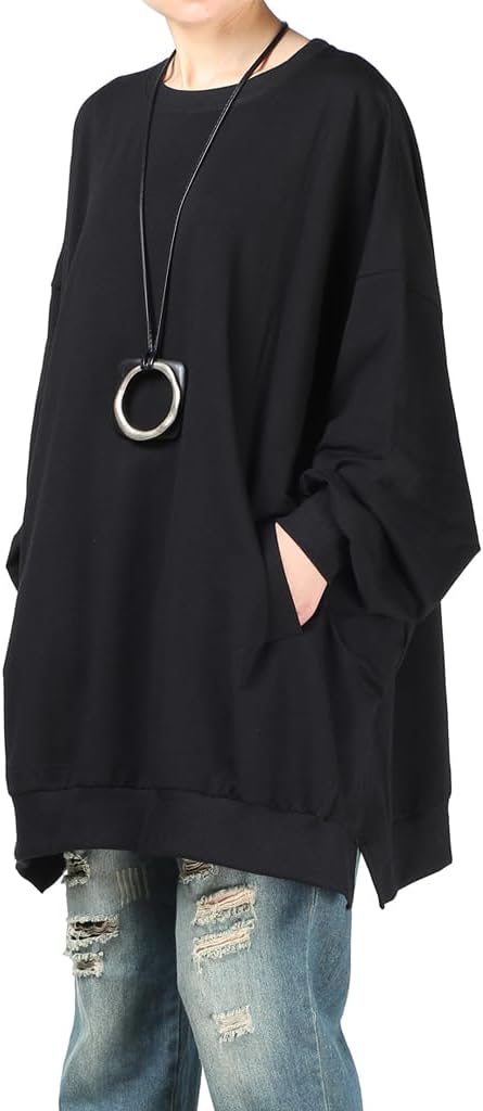 Minibee Women's Oversized Sweatshirt Crewneck Long Sleeve Tunic Shirts Plus Size Pullover Tops Fall Outfits