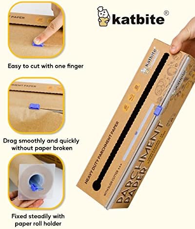 katbite Heavy Duty Baking Paper Parchment Paper Roll 30CM x 80M Non Stick Paper for Cooking, Meat, Vegetables, Pizza