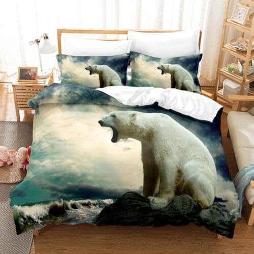 Housse de couette 220x240 ours anti-plis en microfibre douce pour adulte
