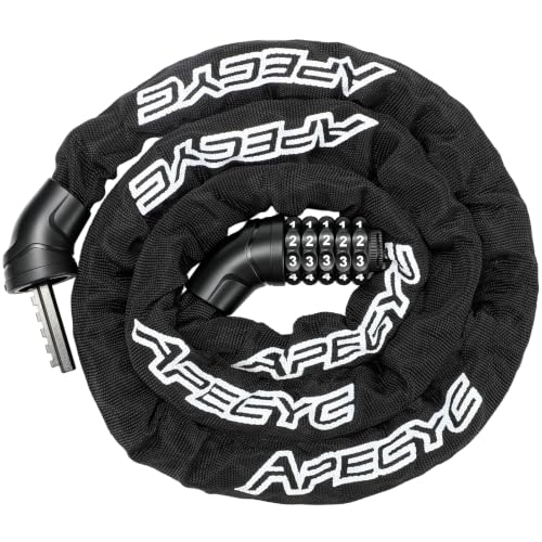 Image of APECYC Bike Lock, 3 /4 /5 /6FT Heavy Duty Anti Theft 5-Digit Combo Chain Lock | Resettable Combination Bicycle Lock, Keyless and Long Security Chain Lock for E-bike, Scooter, Bike Rack, Commuting & Outdoor