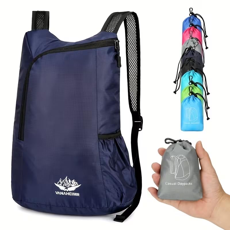 Mochila plegable al aire libre ligera portátil negra miniatura 3