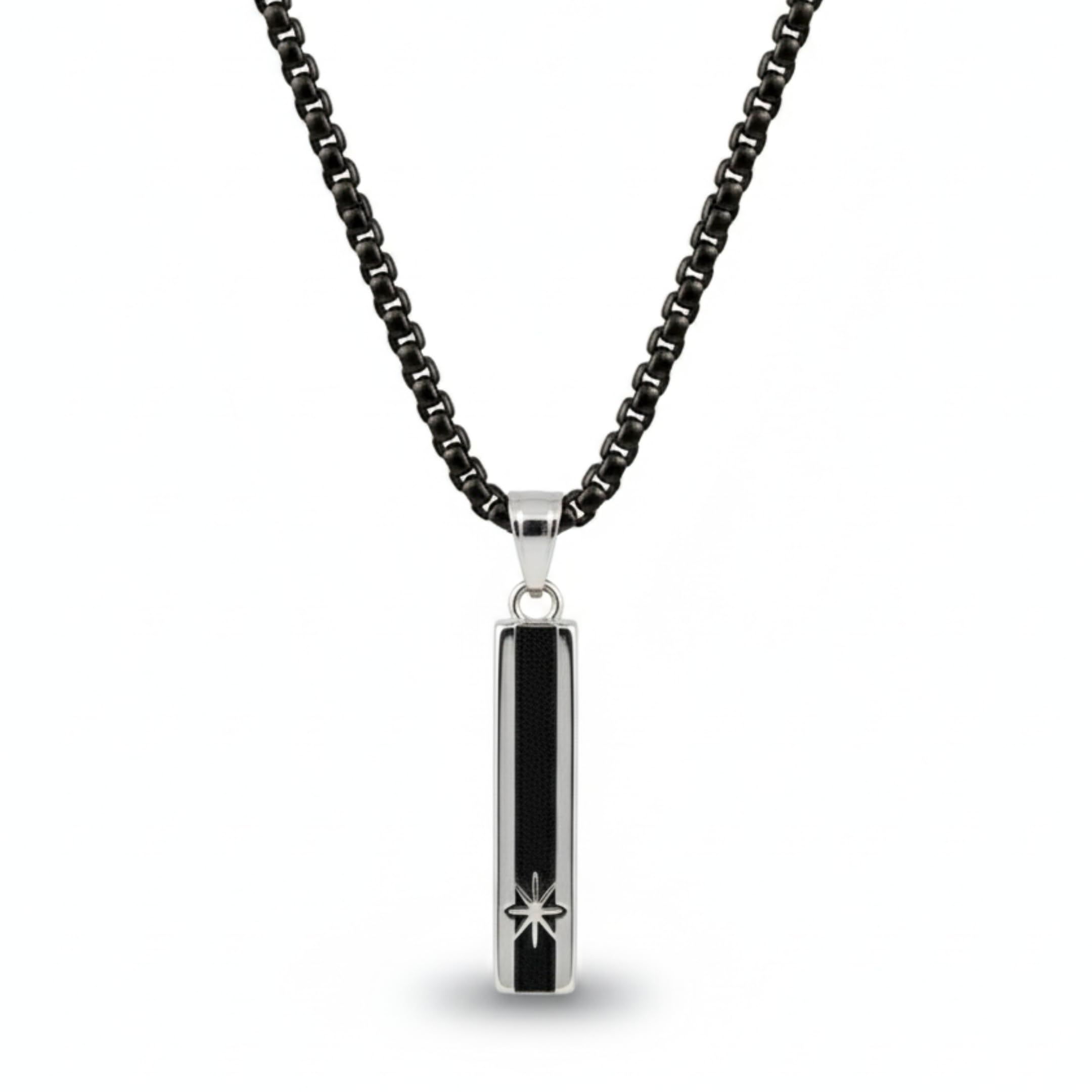 the men thing NORTH STAR BAR - 10mm Pure Titanium Steel Pendant with 24inch Round Box 5mm Chain for Men & Boys-picture-50