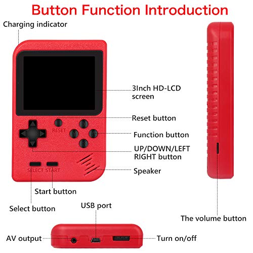 RegeMoudal Handheld Game Console, Retro Mini Game Player, 400 Classical FC Games, Built-in 800mAh Rechargeable Battery, Support for Connecting TV & 2 Players - Thumbnail 3