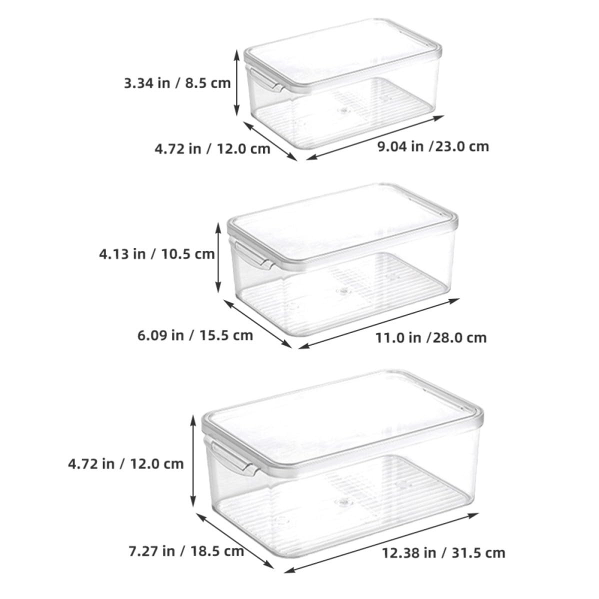 Sosoport 3 Piezas Caja de Almacenamiento Pet Transparente para Refrigerador