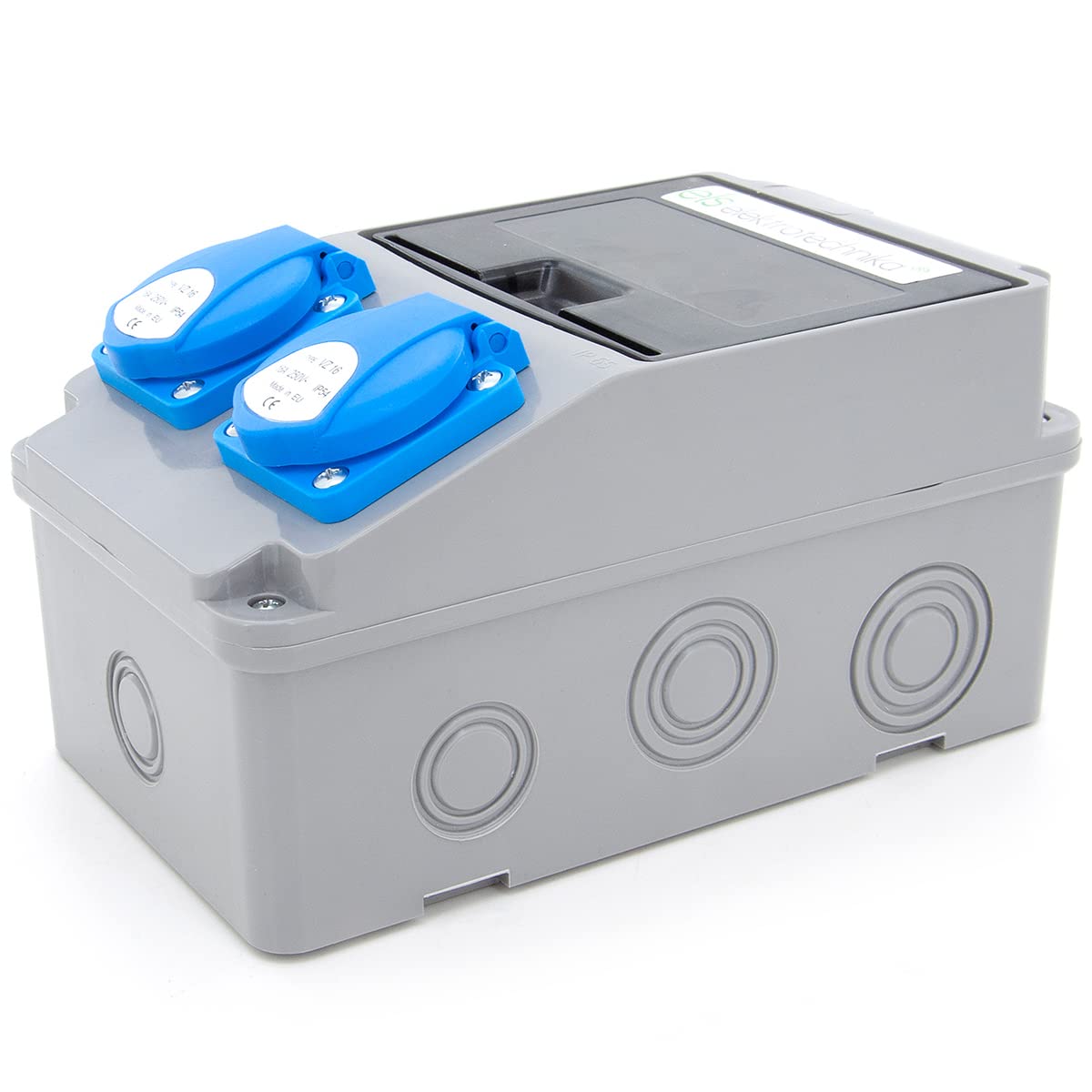 Distribuidor de corriente de obra 6NO 2 x 230 V + LS y FI cableado (2 x 230 V + 1 x LS C16 + FI40