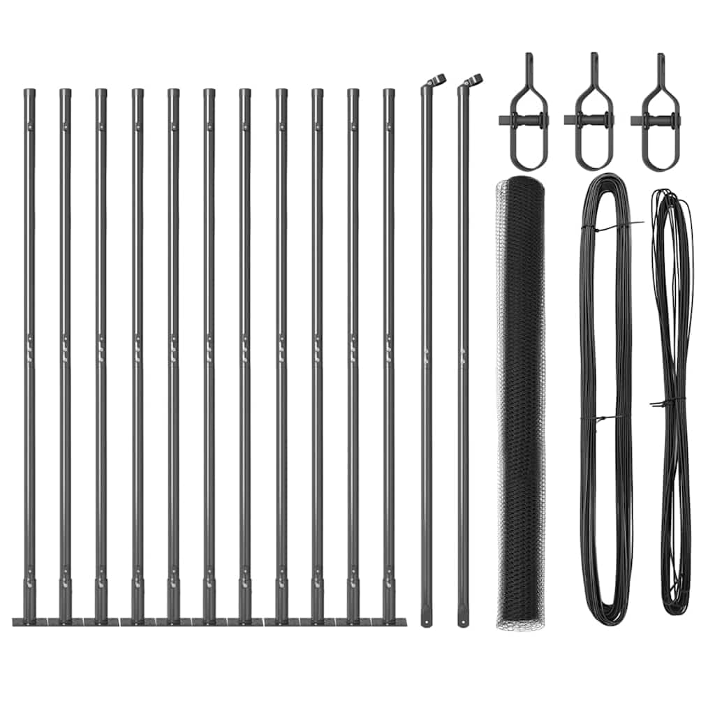 Grey Steel Fence Post Set 25 x 1.5 m Weather Resistant Corrosion Proof Garden Boundary Support for Secure Perimeter Enclosure Terrace Yard Dog Pet Safe 13 mm Mesh