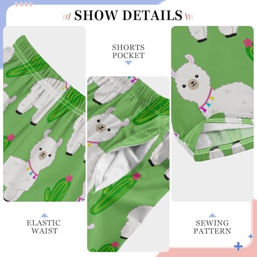ZZXXB Llama Cacti Plant Boys Long Pants Soft Trousers Elastic Waist Kids Lounge Bottoms with Pockets S-XL4