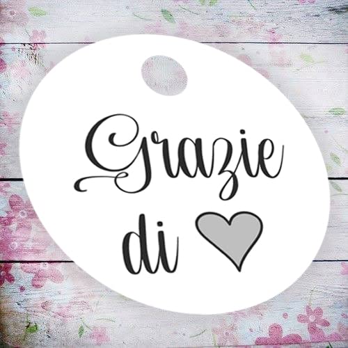 100 Etichette Bomboniere 'Grazie' - Carta Kraft 4.5cm, Con Cordino Di Iuta, Per Matrimoni E Battesimi - Foto 14