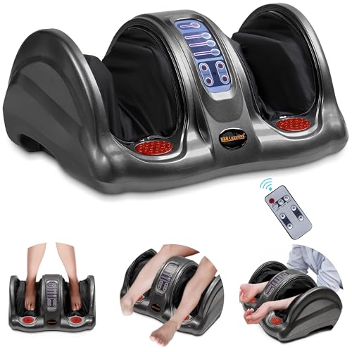 Image of H&B Luxuries Shiatsu Foot Massager Machine with Remote Controller, Kneading and Rolling Home Massagers for Feet, Ankle, Calf, Leg, Ideal for Men, Women, Father, Mom Parents and The Elderly, Gray