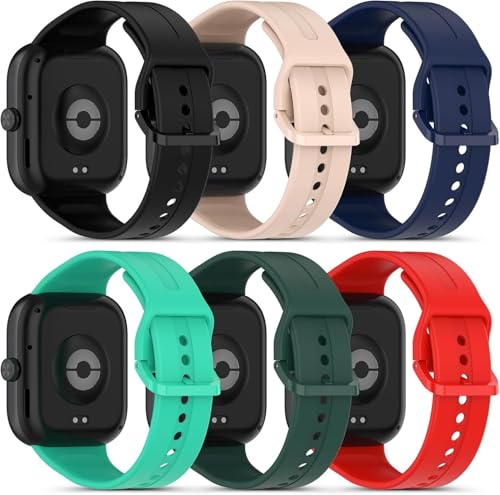 Lurmerea 6 Piezas Correas de Silicona Compatibles con Xiaomi Redmi Watch 6/5/4, Pulseras de Repuesto Impermeables Compatibles con Xiaomi Band 9 Pro/8 Pro Hombres Mujeres