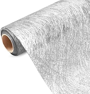 10M Silver Table Runner, Table Runner Silver Metallic Fiber Non-Woven Fabric Silver Christmas Table Runner for Wedding Party Christmas Table Decoration,30cmx10m