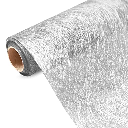 Chemin de Table Argenté, 30cm x 10m Chemin de Table en Tissu Non-Tissé pour Fêtes, Mariages, Noël - Chemin de Table Métallisé Décoratif Cover