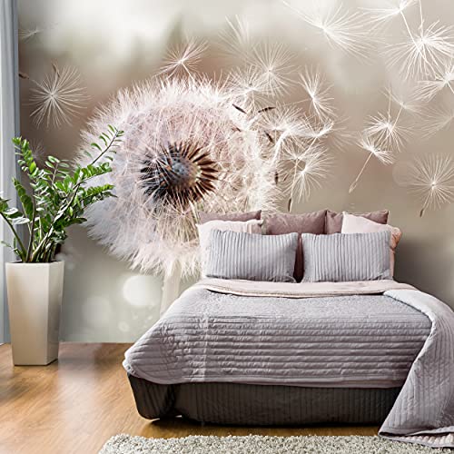 decomonkey Fototapete Pusteblume Natur 350x256 cm Tapete Fototapeten Vlies Tapeten Vliestapete Wandtapete moderne Wand Wandbild Schlafzimmer Wohnzimmer Blumen Löwenzahn Beige Pflanzen Abstrakt