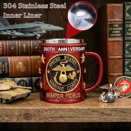 Taza de acero inoxidable USMC 15oz Rojo miniatura 5