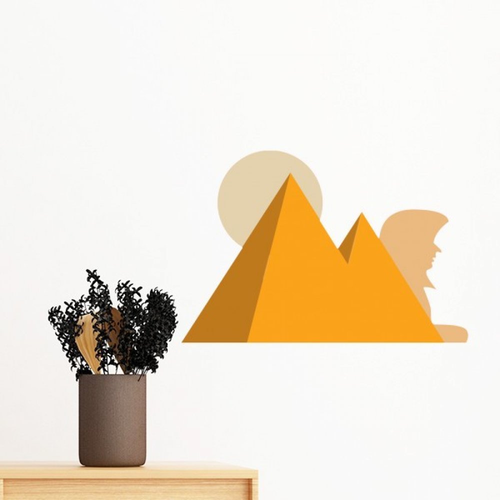 Autocollant mural amovible pyramides d'Égypte jaune pour déco chambre