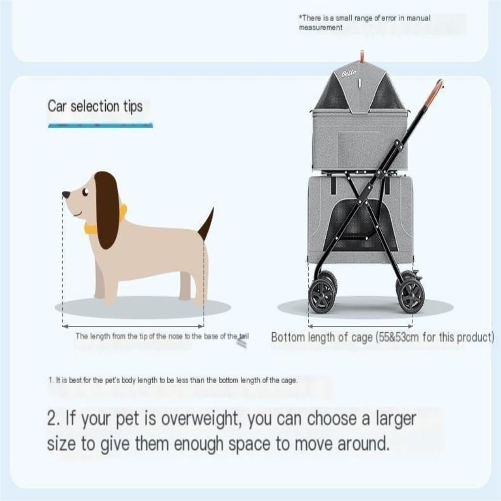 Pet Strollers Pet Stroller Lightweight Folding Double-layer Pet Stroller Doggy Pet Detachable Separate Cat Cage Cart Pet Stroller Medium(G)