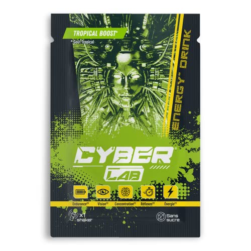 CYBERLAB ENERGY DRINK (10g) - TROPICAL BOOST - TAURINE - CAFEINE - MULTIVITAMINES- Goût Tropical - Sans sucre - Sans colorant - Sans conservateur - Marque française Cover