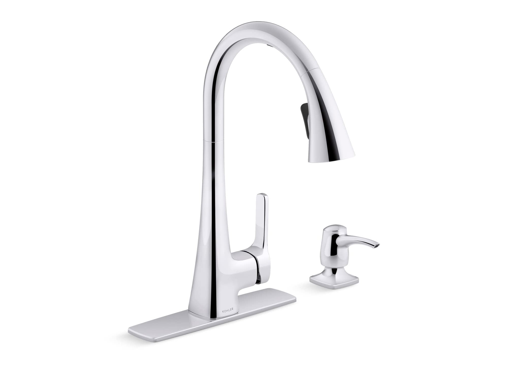 KOHLER R26281-SD-CP Maxton Touchless Pull-Down Kitchen Faucet with Soap Dispenser, Kitchen Sink Faucet with Pull Down Sprayer, Touchless Activation Faucet, Polished Chrome
