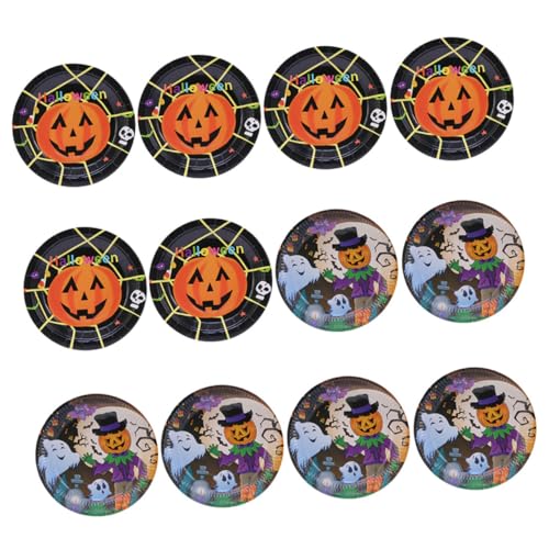 WEKADRIN 2セット ハロウィン使い捨て紙皿入り パーティー用丸型ペーパープレート 多彩なデザイン 紙素材 ケーキやお菓子対応 バーや向け装
