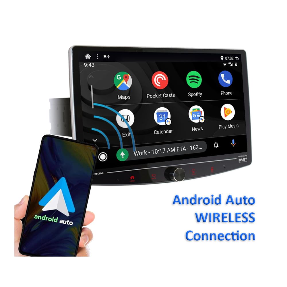 T1003DAB Monitor da 10.1 pollici con CarPlay & Android Auto wireless con radio RDS e DAB+