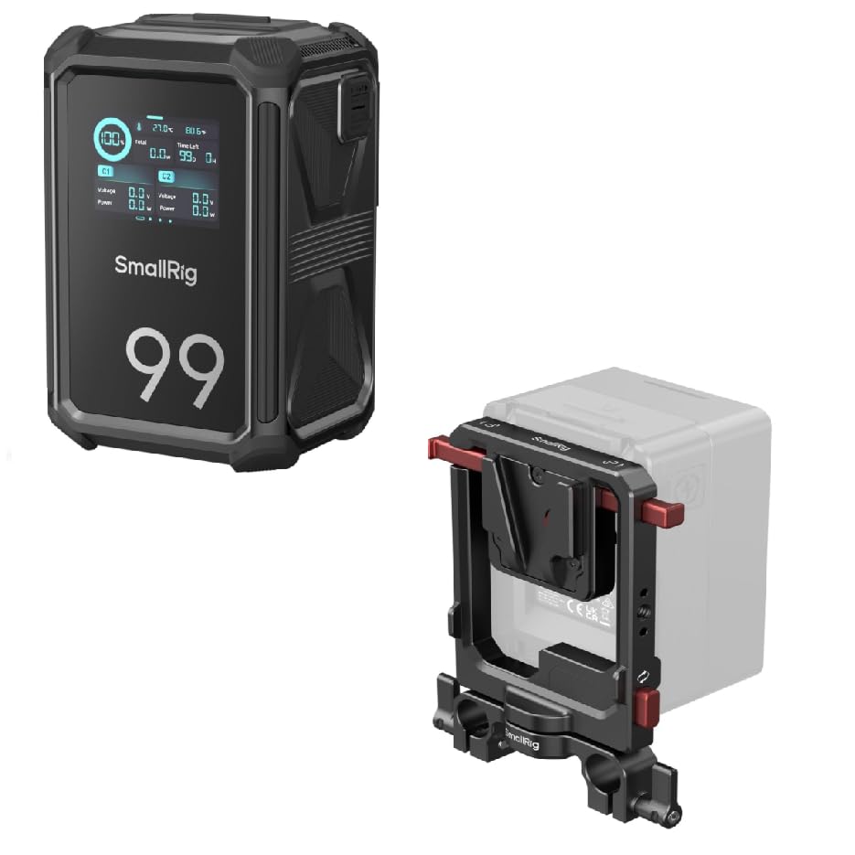 Image of SMALLRIG V Mount Battery X99 and Rotatable V-Mount Plate with Dual V-Locks and 15mm Dual Rod Clamp